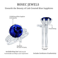 Nature Inspired 4.5 Carat Lab Grown Blue Sapphire Diamond Engagement Ring with Enhancer