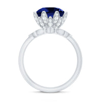 Nature Inspired 4.5 Carat Lab Grown Blue Sapphire Diamond Engagement Ring with Enhancer