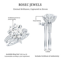 Cubic Zirconia Floral Inspired Wedding Ring Set For Women