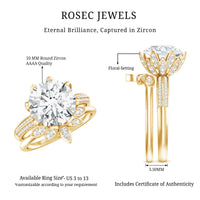 Cubic Zirconia Floral Inspired Wedding Ring Set For Women