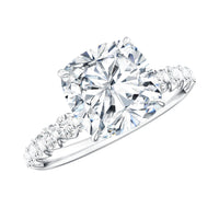 Cushion Cut Zircon Engagement Ring with Side Stones