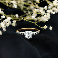 Cushion Cut Zircon Engagement Ring with Side Stones
