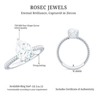 Certified Pear Zircon Solitaire Engagement Ring