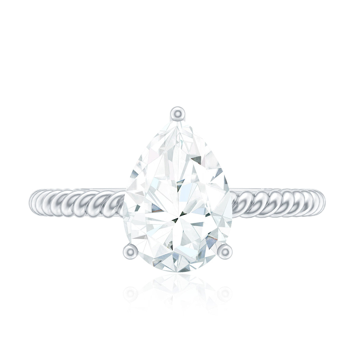 Certified Pear Zircon Solitaire Engagement Ring