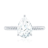 Certified Pear Zircon Solitaire Engagement Ring