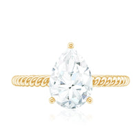 Certified Pear Zircon Solitaire Engagement Ring
