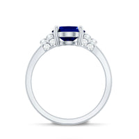 Certified 4 Carat Oval Lab Grown Blue Sapphire Engagement Ring with Diamonds