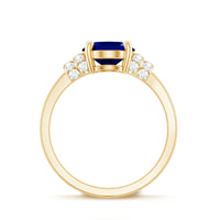 Certified 4 Carat Oval Lab Grown Blue Sapphire Engagement Ring with Diamonds