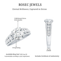 Round Cubic Zirconia Engagement Ring with Side Stones