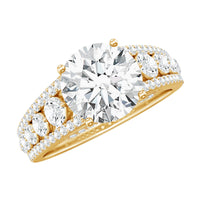 Round Cubic Zirconia Engagement Ring with Side Stones