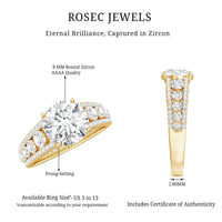 Round Cubic Zirconia Engagement Ring with Side Stones