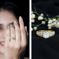 Round Cubic Zirconia Engagement Ring with Side Stones