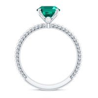 Certified 8X10 mm Oval Lab Grown Emerald Ring for Engagement