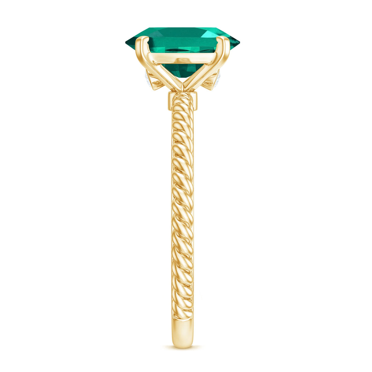 Certified 8X10 mm Oval Lab Grown Emerald Ring for Engagement