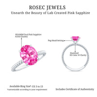 4 CT Lab Created Pink Sapphire Oval Engagement Ring