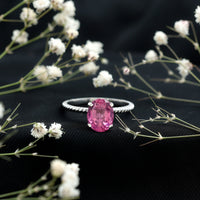 4 CT Lab Created Pink Sapphire Oval Engagement Ring