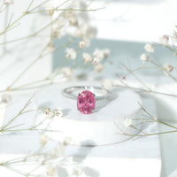 4 CT Lab Created Pink Sapphire Oval Engagement Ring
