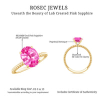 4 CT Lab Created Pink Sapphire Oval Engagement Ring