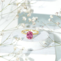 4 CT Lab Created Pink Sapphire Oval Engagement Ring