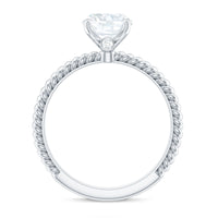 Oval Zircon Solitaire Ring with Twisted Rope Shank