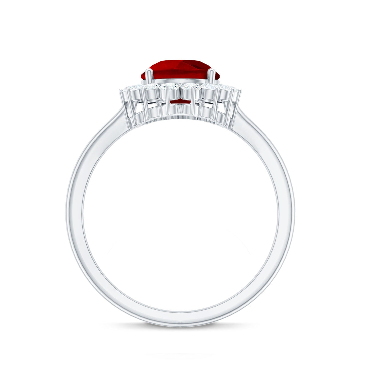 Certified 2.9 Carat Lab Grown Ruby Teardrop Engagement Ring with Diamond Halo