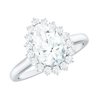 1.4 Carat Cubic Zirconia Teardrop Halo Engagement Ring