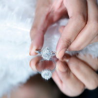 1.4 Carat Cubic Zirconia Teardrop Halo Engagement Ring