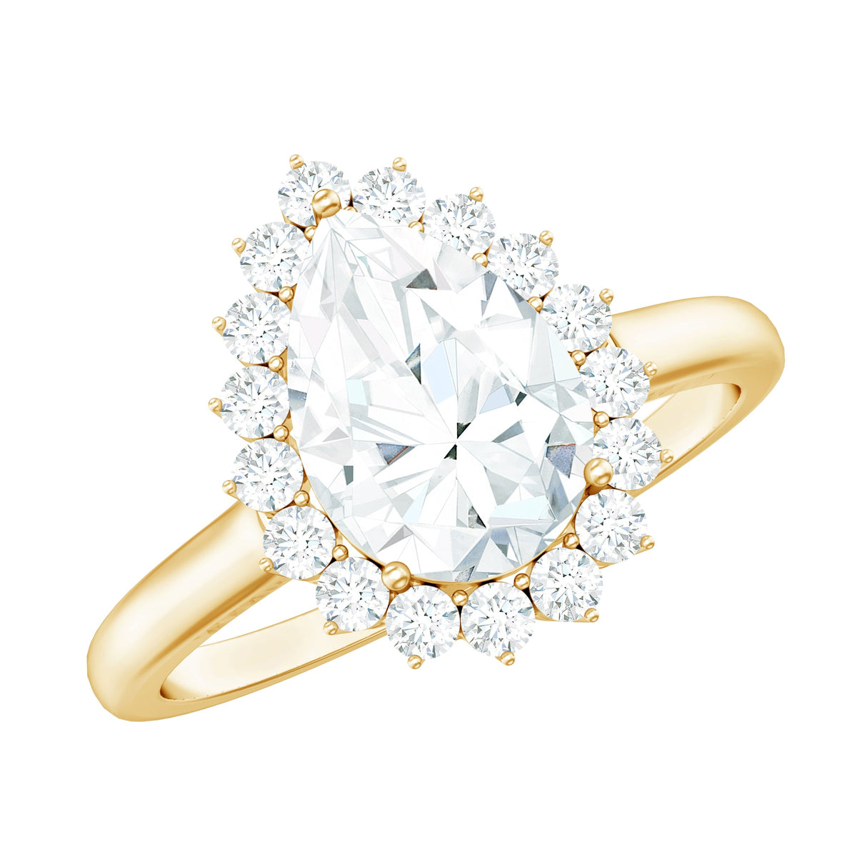 1.4 Carat Cubic Zirconia Teardrop Halo Engagement Ring