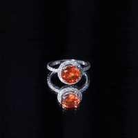 Certified 2.25 Carat Lab Grown Orange Sapphire Engagement Ring with Diamond Halo