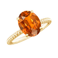 4 Carat Lab Grown Orange Sapphire Engagement Ring with Diamond