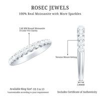Certified Round Moissanite Half Eternity Wedding Band