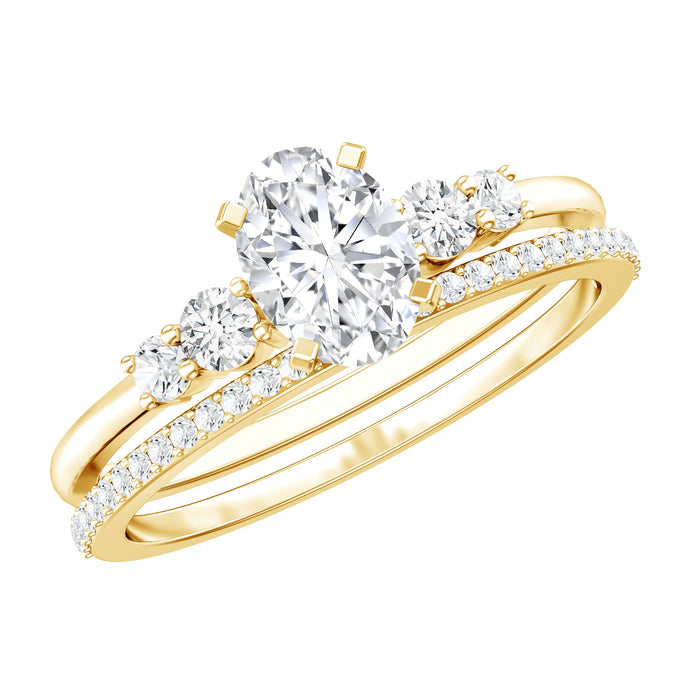 Oval lab-grown diamond wedding ring set by Rosec Jewels featuring a 0.75 carat center stone in an elegant bridal design.