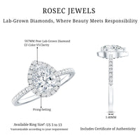Certified Lab Grown Diamond Teardrop Halo Engagement Ring
