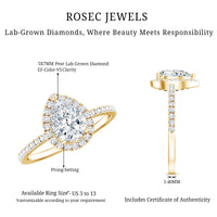 Certified Lab Grown Diamond Teardrop Halo Engagement Ring