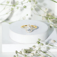 Certified Lab Grown Diamond Teardrop Halo Engagement Ring