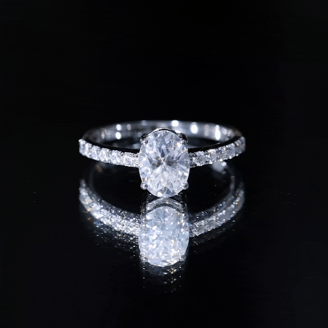 Certified 1 Carat lab-grown diamond oval engagement ring with yellow gold band from Rosec Jewels.
