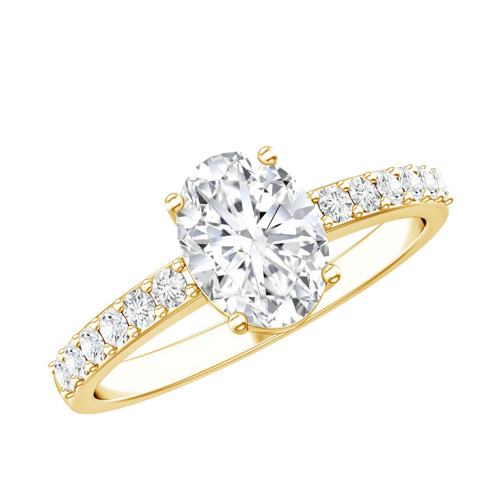 Certified 1 Carat lab-grown diamond oval engagement ring by Rosec Jewels featuring a sparkling diamond solitaire on a sleek band