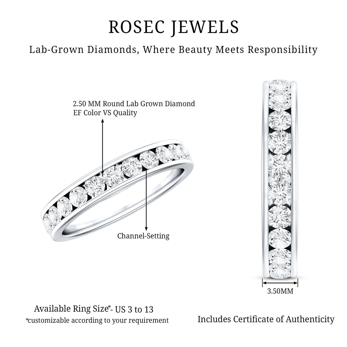 Certified Lab Grown Diamond Eternity Ring in Channel Set