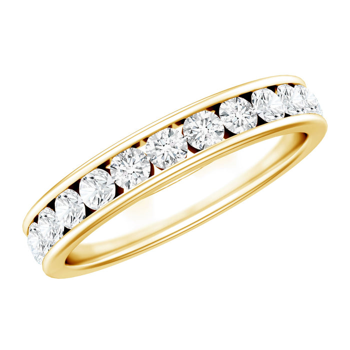 Rosec Jewels lab-grown diamond eternity ring in channel set, showcasing sparkling diamonds in a sleek, elegant ring design.