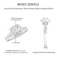Certified 0.9 Carat Lab Grown Diamond Halo Engagement Ring