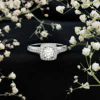 Certified 0.9 Carat Lab Grown Diamond Halo Engagement Ring