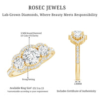 Certified Lab Grown Diamond 3 Stone Engagement Ring