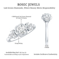 Certified 6 MM Lab Grown Diamond Engagement Ring