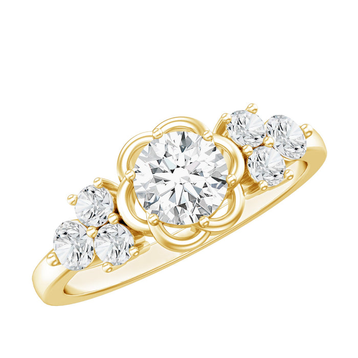 Certified 6mm lab-grown diamond engagement ring by Rosec Jewels featuring a sleek band and a sparkling central diamond.
