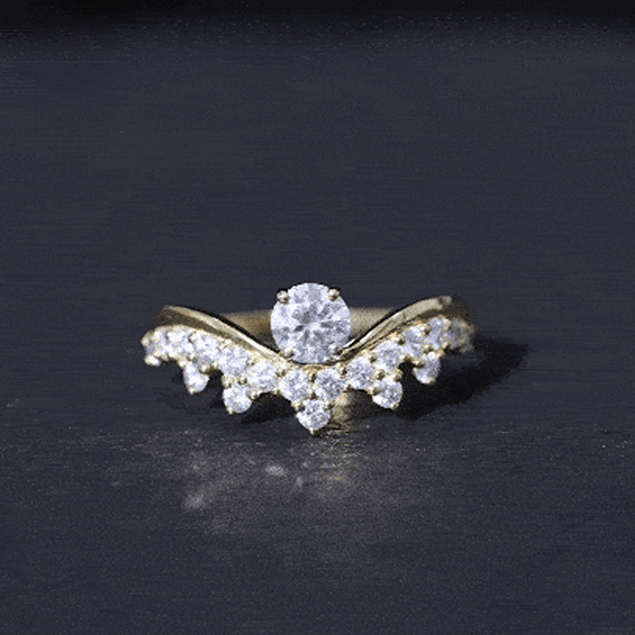 Yellow gold certified lab-grown diamond designer engagement ring from Rosec Jewels featuring sparkling diamonds and elegant craftsmanship.