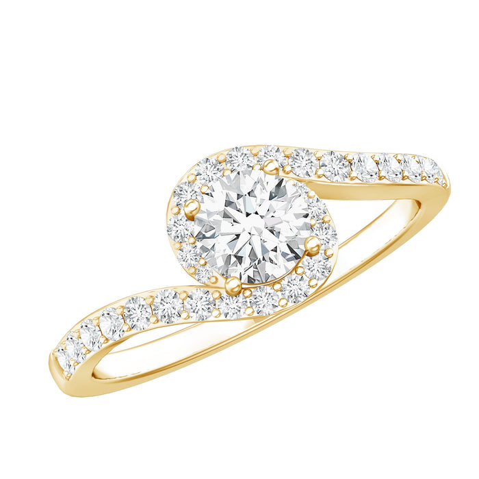 Certified 0.4 carat lab grown diamond bypass engagement ring by Rosec Jewels featuring a sleek, modern design with sparkling stones.