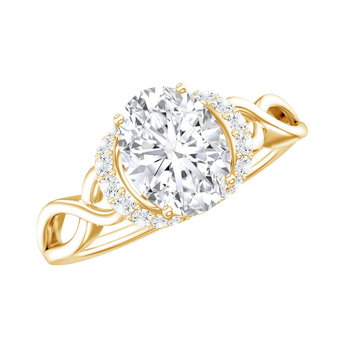 Lab grown diamond oval engagement ring for women with 6x8 mm center stone, crafted by Rosec Jewels.