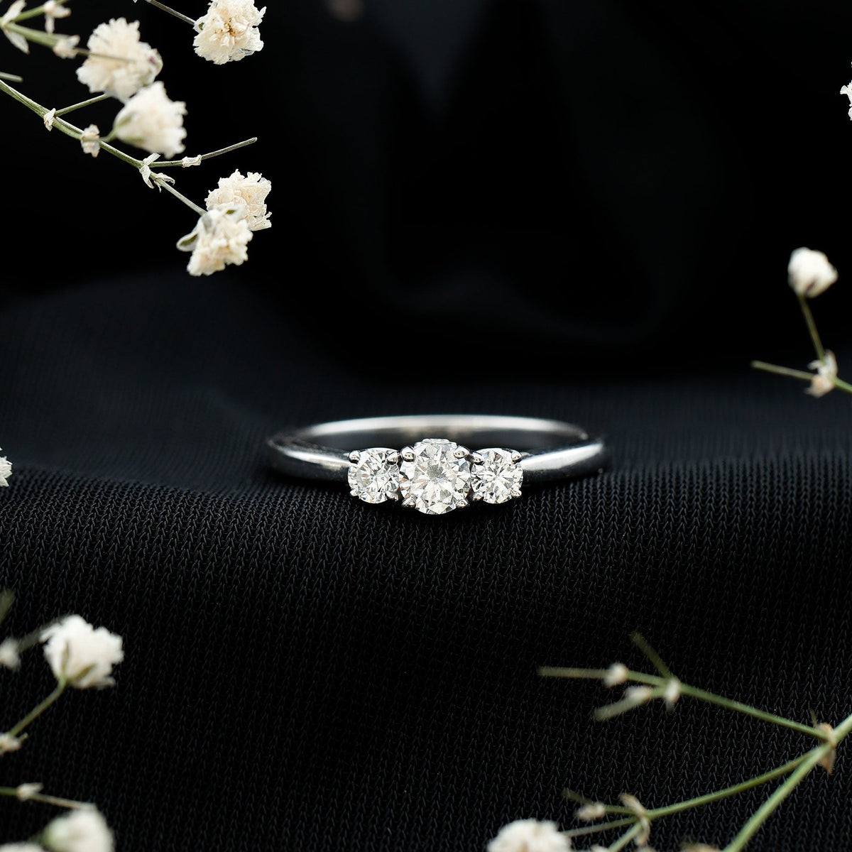 Lab Grown Diamond Minimal 3 Stone Engagement Ring