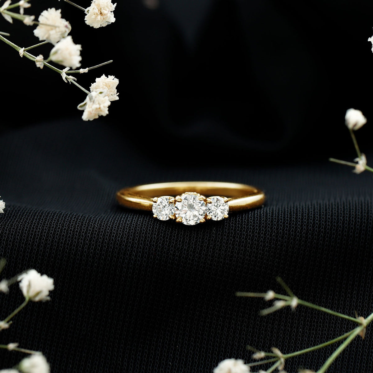 Lab Grown Diamond Minimal 3 Stone Engagement Ring