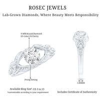 Certified 6 MM Lab Grown Diamond Vintage Inspired Engagement Ring